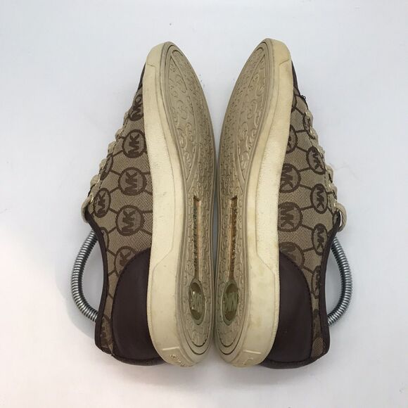 Michael Kors MK  Fashion Sneakers Women's 6M Cap Toe Brown Signature Logo Canvas - Picture 7 of 14